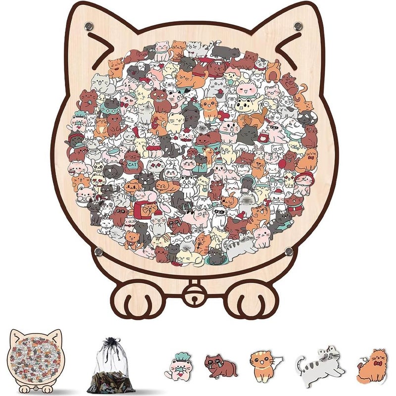 Cute cross-border wooden oddly shaped toy gift, stress-relieving cat-shaped wooden puzzle, fun cat collection, stacking puzzle cat.